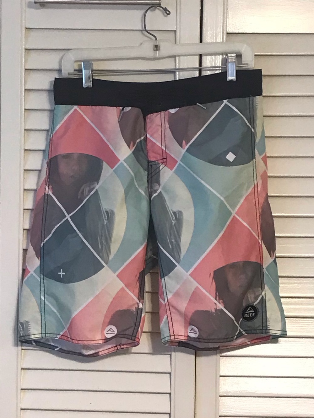 Reef Multicolor Geometric Bike Shorts with Black Waistband